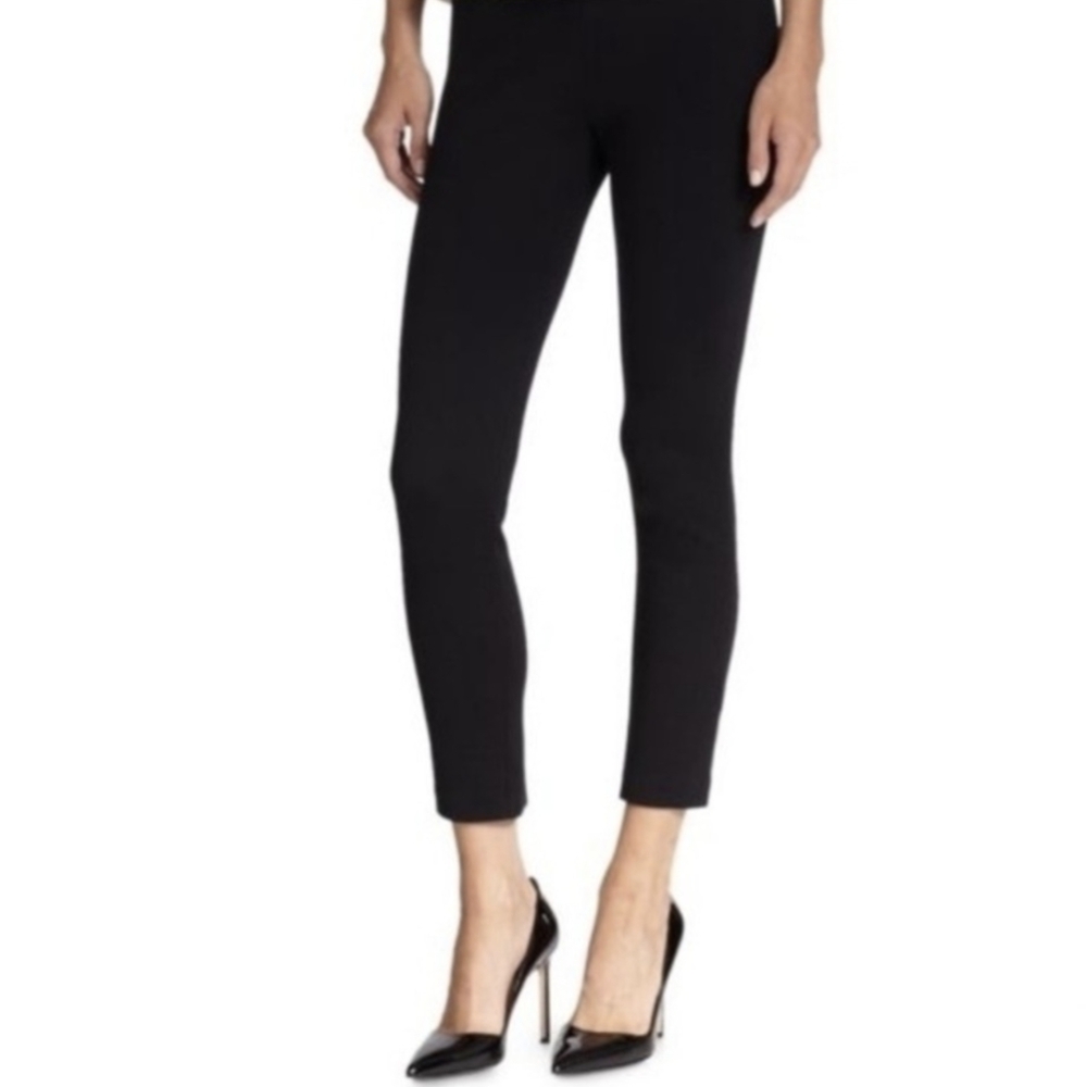 St. John Cropped Wool Blend Pants Alexa Milano Caviar Knit Split Hem Black 6